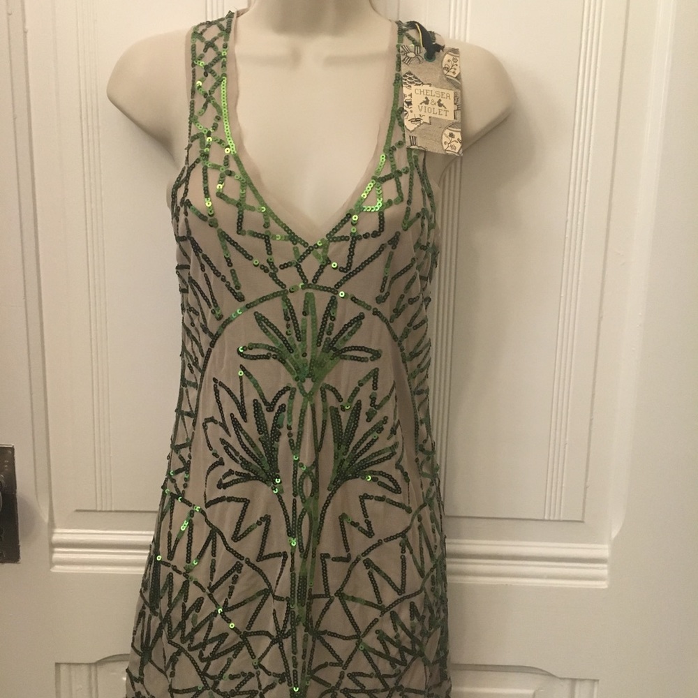 Chelsea and Violet sheer sequin dress